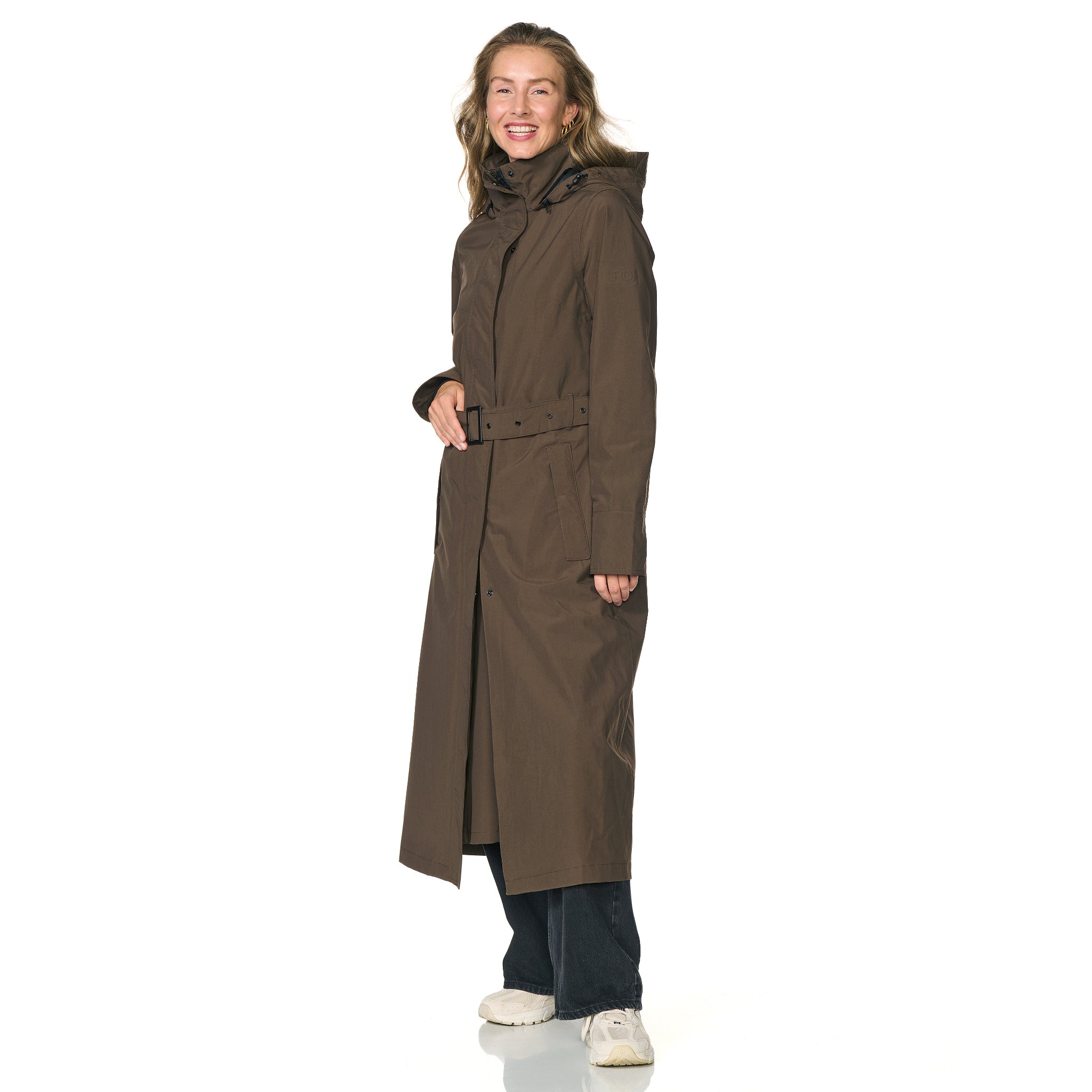 Lange Regenjas Dames donkerbruin Montreal Happy Rainy Days