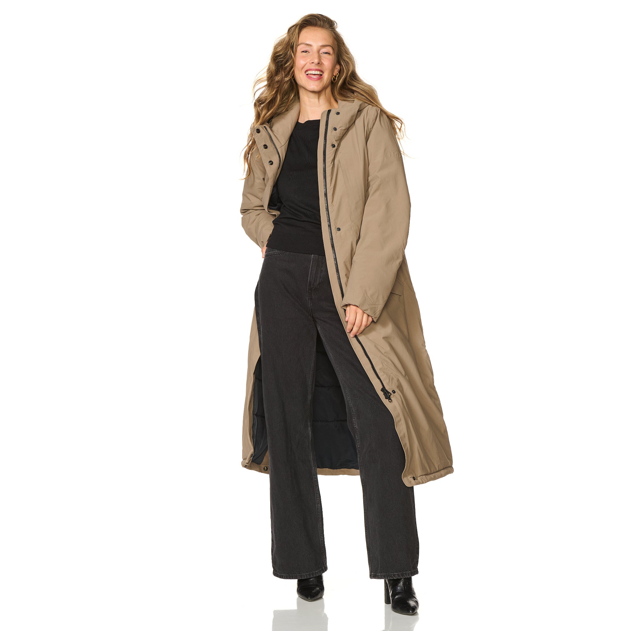 Winterjas Vancouver taupe happy rainy days